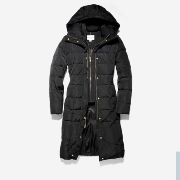 Cole Haan Signature 40" Taffeta Down Coat with Hood - Picture 2 of 4